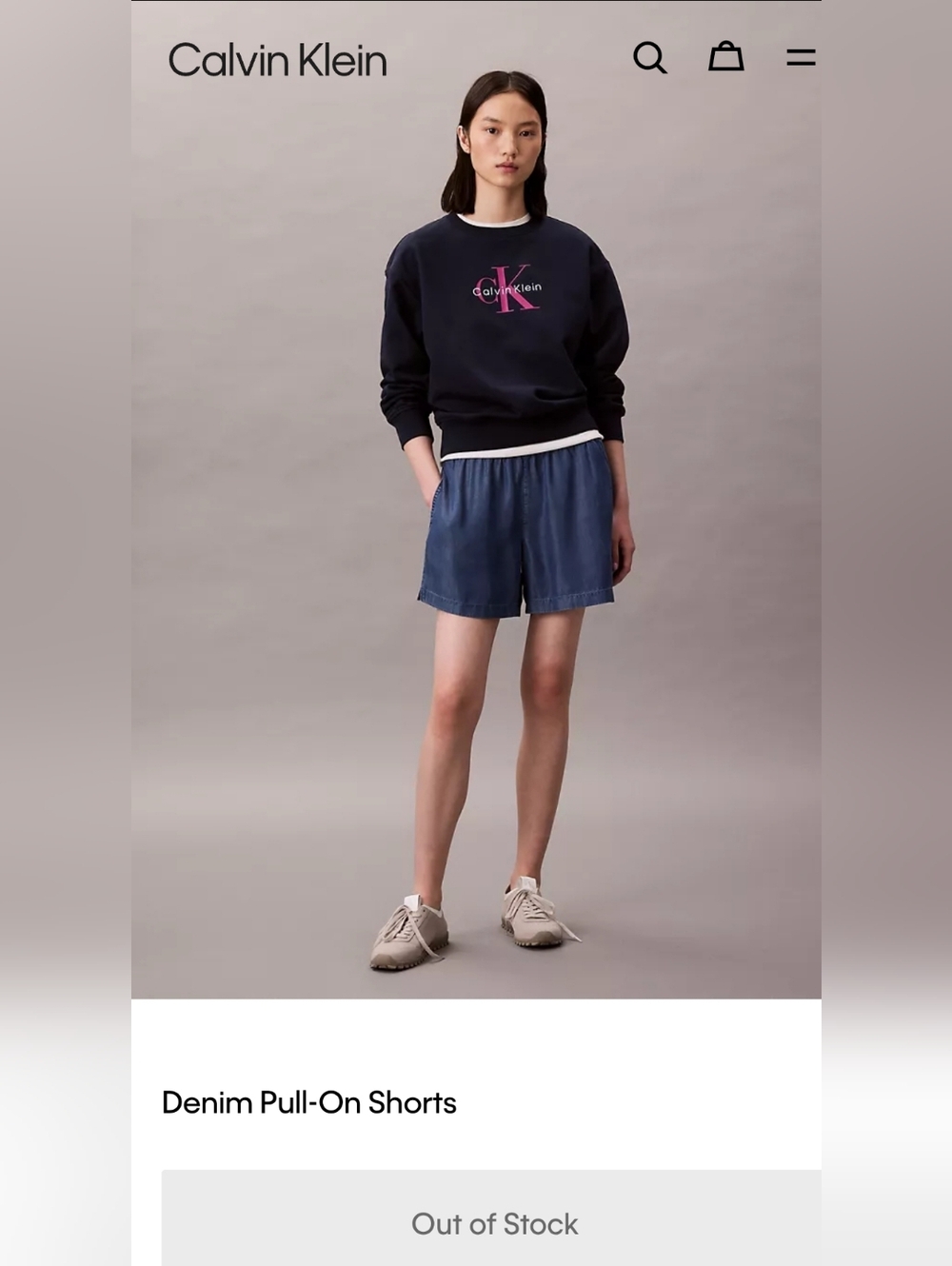 Calvin Klein Denim Pull-On Shorts — Blue